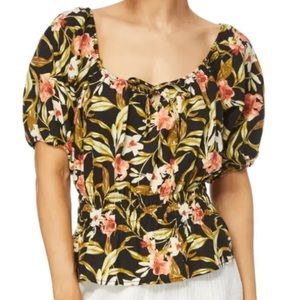KENSIE JEANS Floral Linen Blend Blouse Size Medium